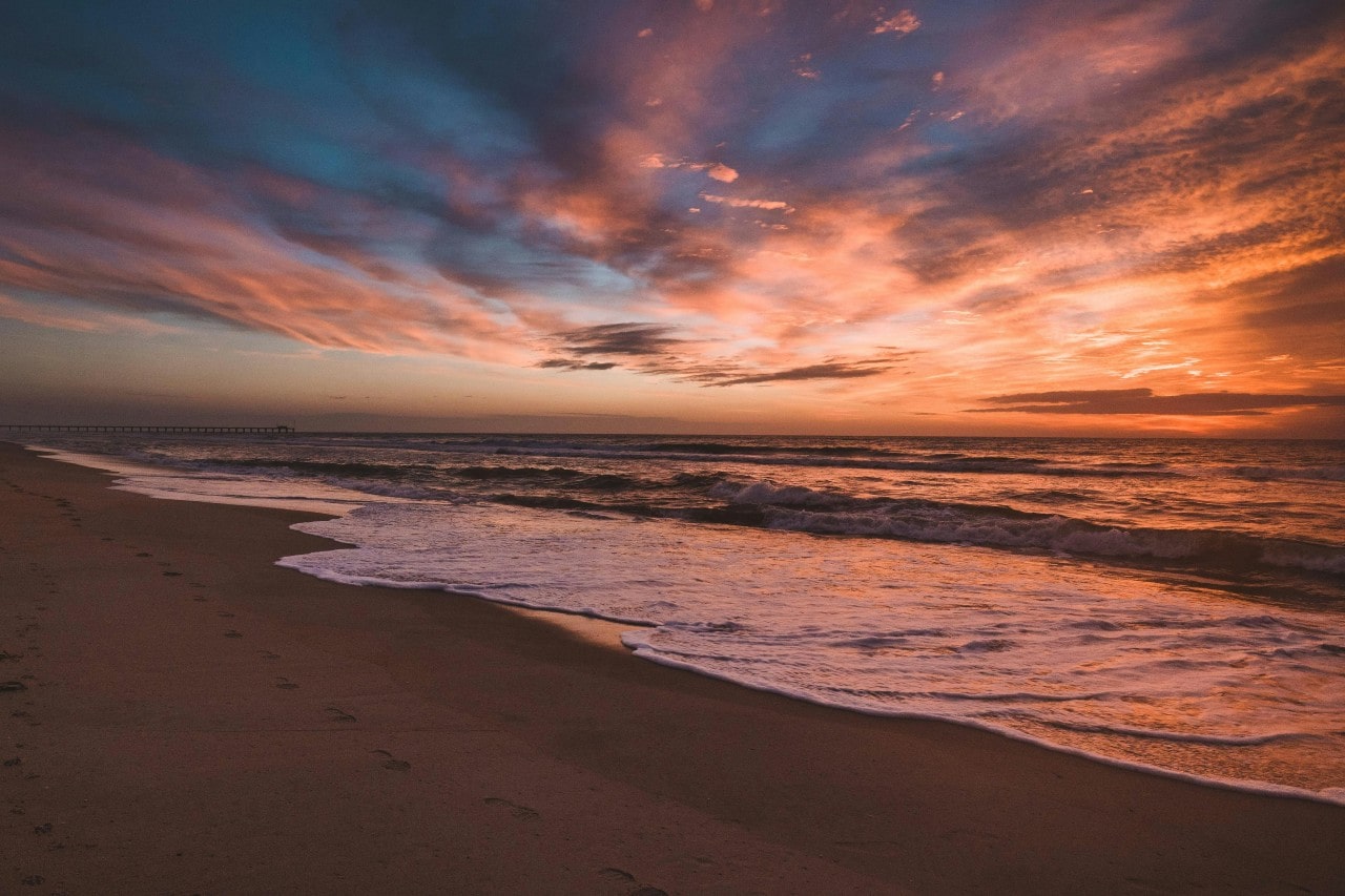 an Outer Banks beach at sunset