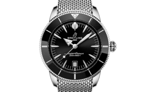 A close-up of a monochromatic Breitling Superocean Heritage watch, available at Windsor Jewelers.