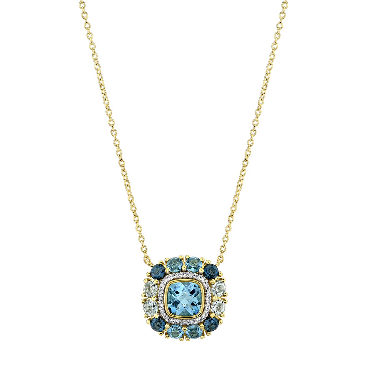 A yellow gold heart shaped pendant chain necklace