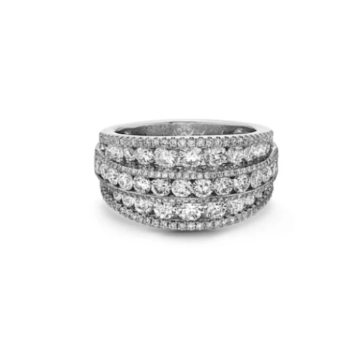A white gold diamond saddle ring