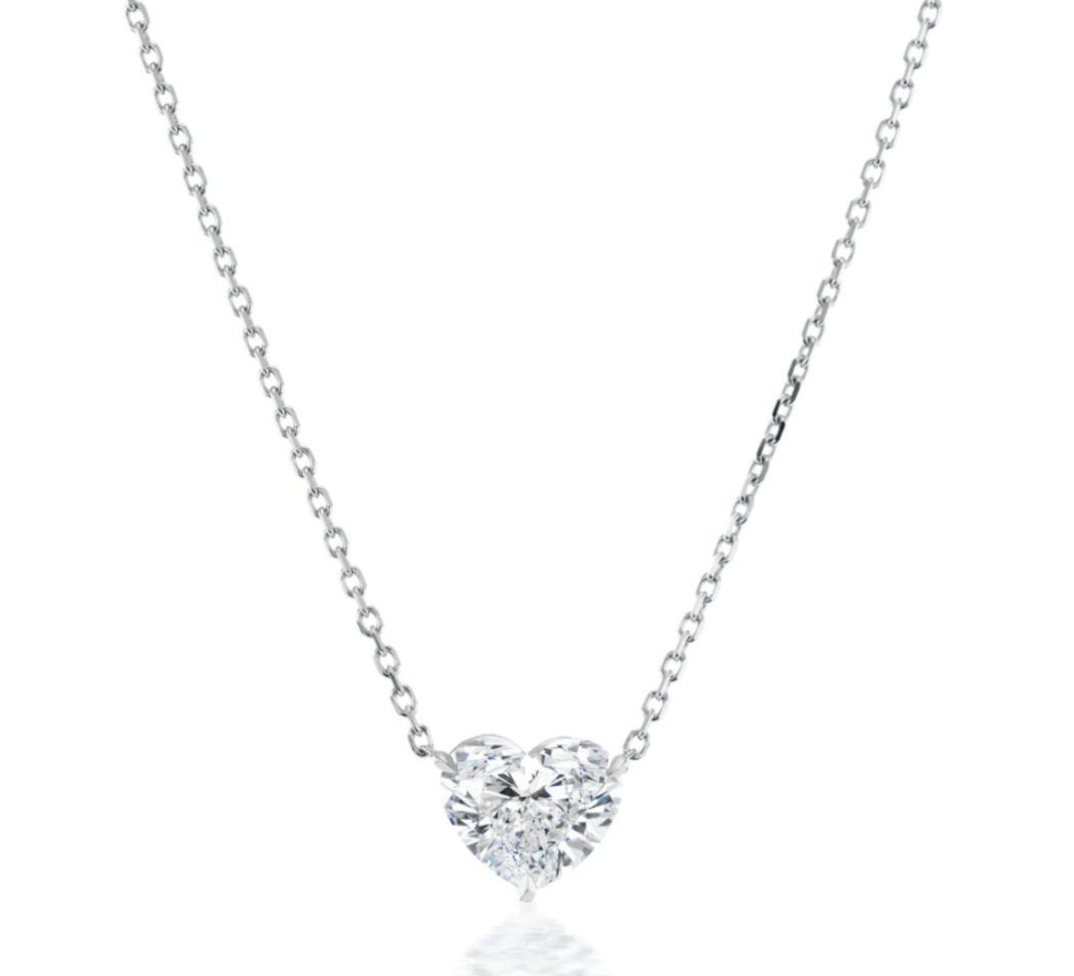 A white gold diamond heart necklace