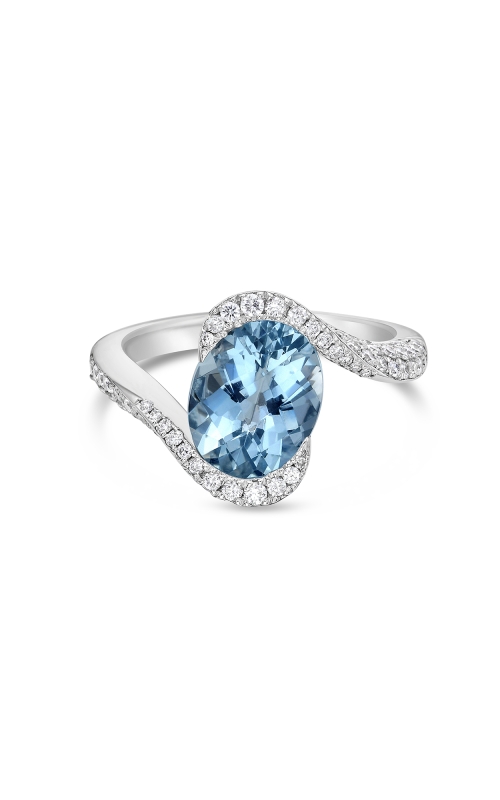 Semi Bezel Pave Aquamarine Ring