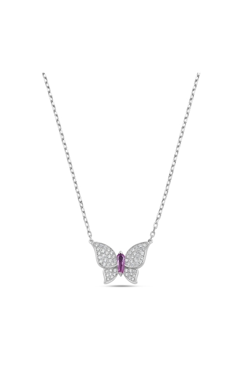 Pave Pink Butterfly Necklace