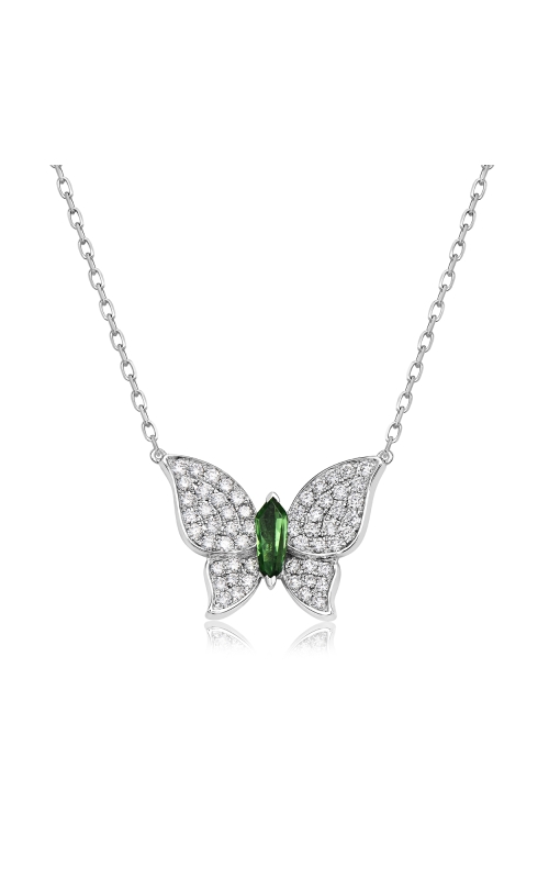 Pave Green Butterfly Necklace