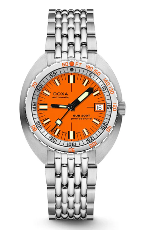 Doxa SUB 200T 39 mm Orange Ionic Dial Stainless Steel Strap