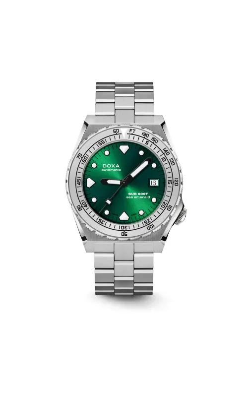 Doxa SUB 600T 40 mm Green Sunburst Dial Stainless Steel Strap