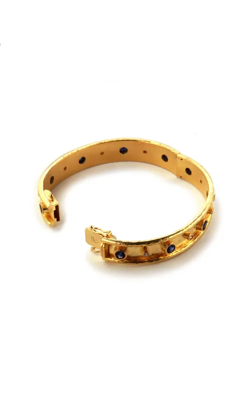 Elizabeth Locke Blue Sapphire and Diamond Flat Bangle