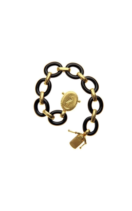 Black Jade Link Bracelet with Crane Clasp