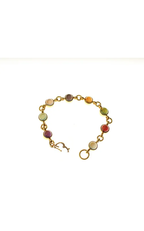 Elizabeth Locke 19K Round Cabochon Stone Bracelet with Circle Clasp