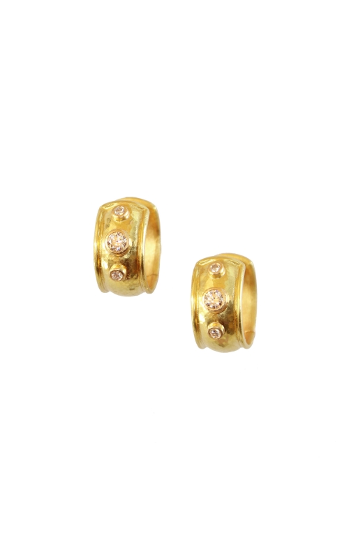 Puffed Hoop Earring with Diamonds