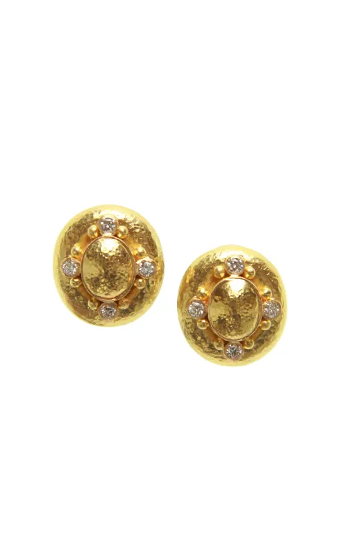 Elizabeth Locke Gold Dome with Diamonds Earrings