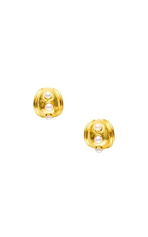 Elizabeth Locke Small Pearl Puff Earrings