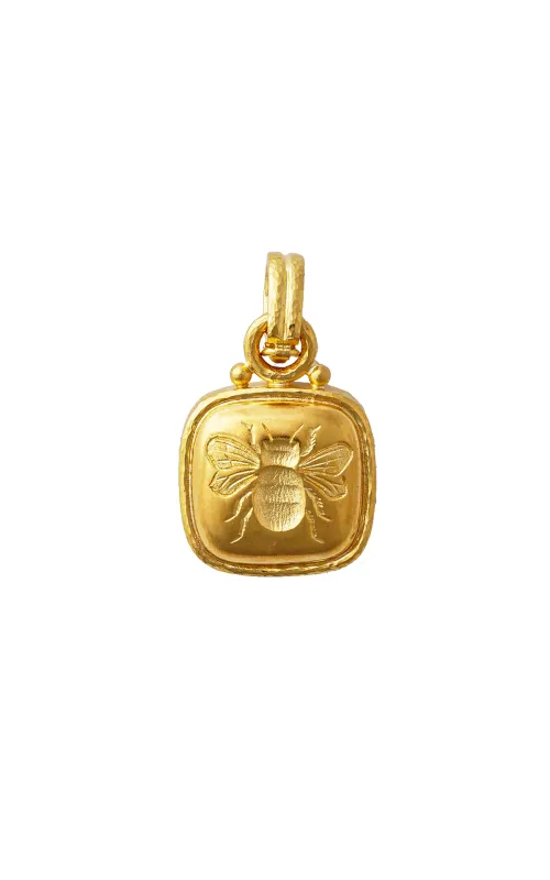 Elizabeth Locke Cushion 19K Gold Fat Bee Pendant