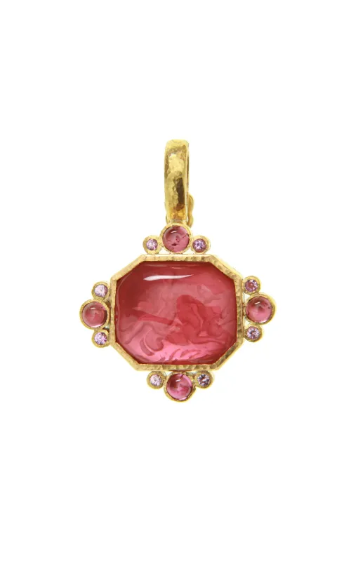 Elizabeth Locke Pink Hypocanthus and Goddess 19K Pendant
