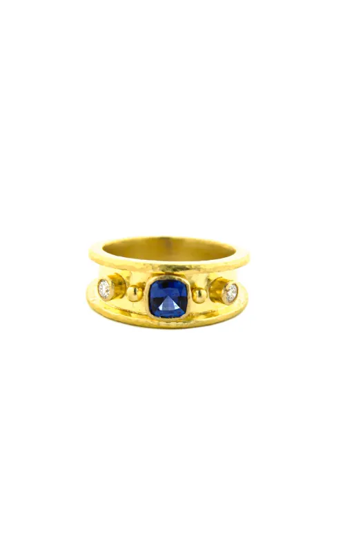 Elizabeth Locke Blue Sapphire and Diamond Narrow Cigar Band