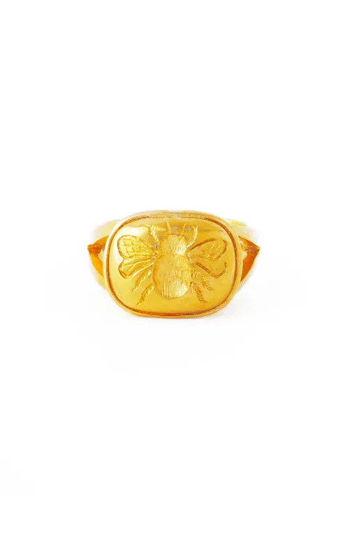 Elizabeth Locke 19K Gold Fat Bee Ring with Split Shank