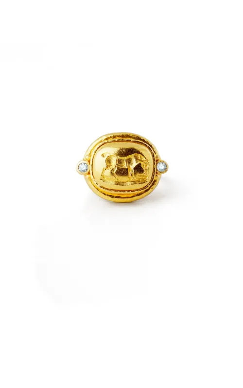 Elizabeth Locke Gold Grazing Horse Ring with Diamonds
