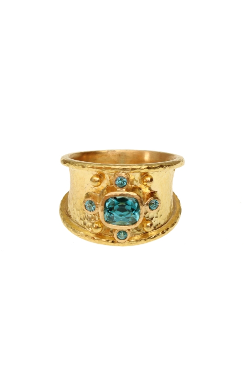 Blue Zircon Tapered Cigar Band Ring