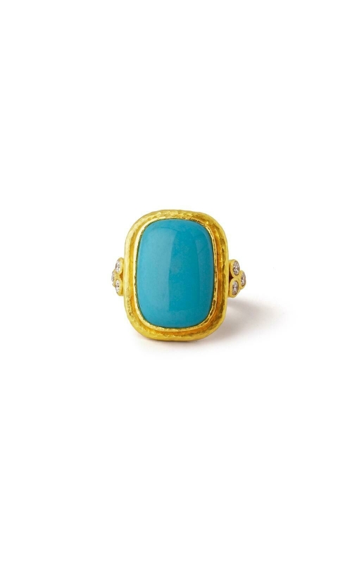 Sleeping Beauty Turquoise Ring with Diamond Triads