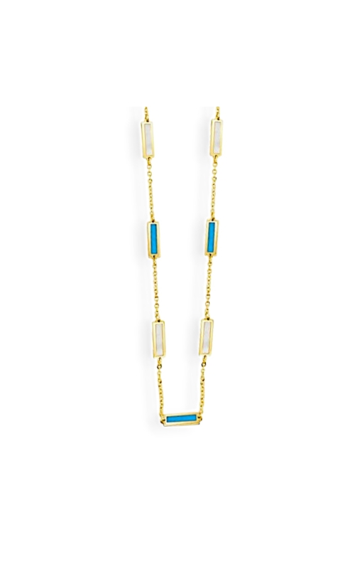 Seventeen Stations 18 Turquoise & White Mother of Pearl Inlay Necklace