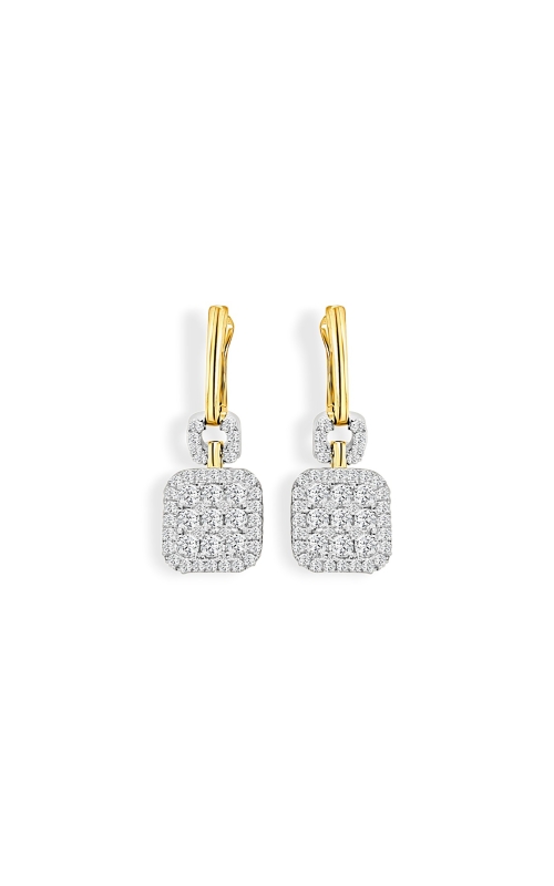 14K Yellow & White Gold Cushion Firenze Diamond Link Earrings