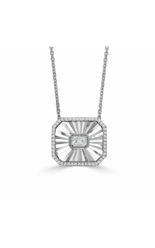 Emerald Cut With Diamond Border Pendant With Chain