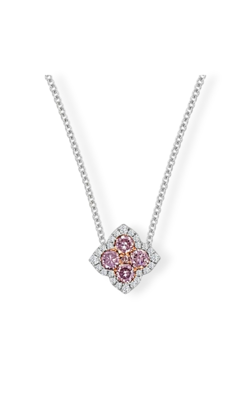 Fleur Damour White Diamond Outside With Pink Diamond Inside Pendant With Hidden Bale And With Chain