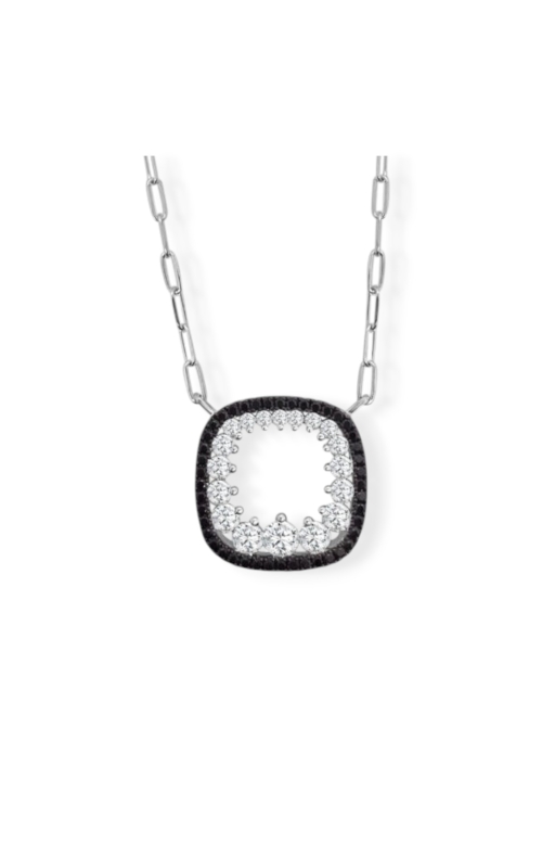 Black & White Diamond Pendant With Attached Chain