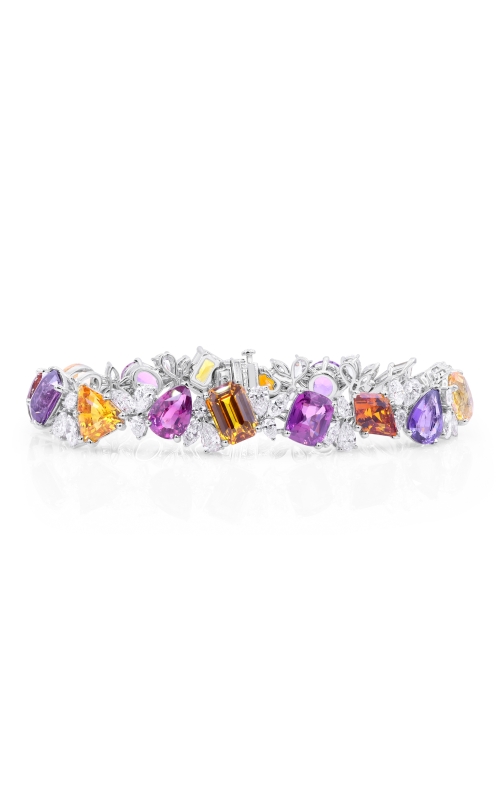 Platinum 16.41ctw Orange Sapphires And Diamond Bracelet