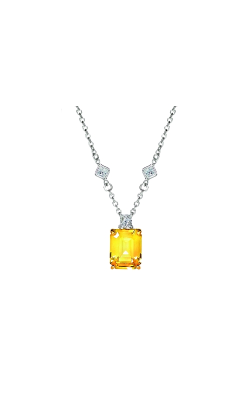 Platinum and 18K Yellow Gold Cut Yellow Sapphire Pendant Necklace
