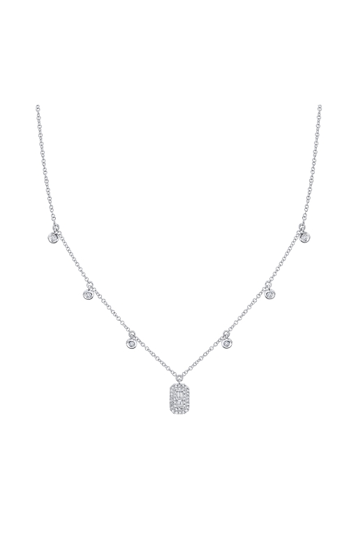 0.20Ct. 14K White Gold Diamond Bezel Baguette Necklace