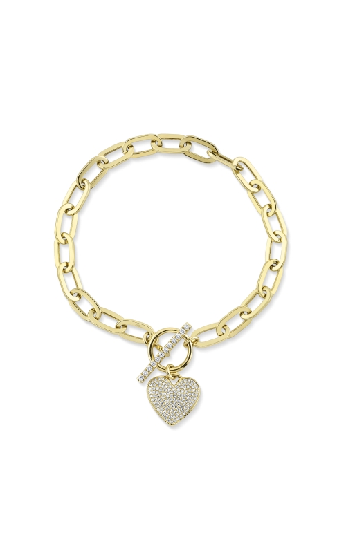 0.41Ct. Diamond Pave Heart Paper Clip Link Bracelet
