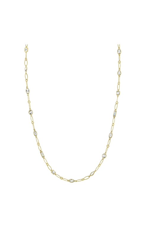 18K Yellow Gold White Topaz Mixed Shape Lacey Chain