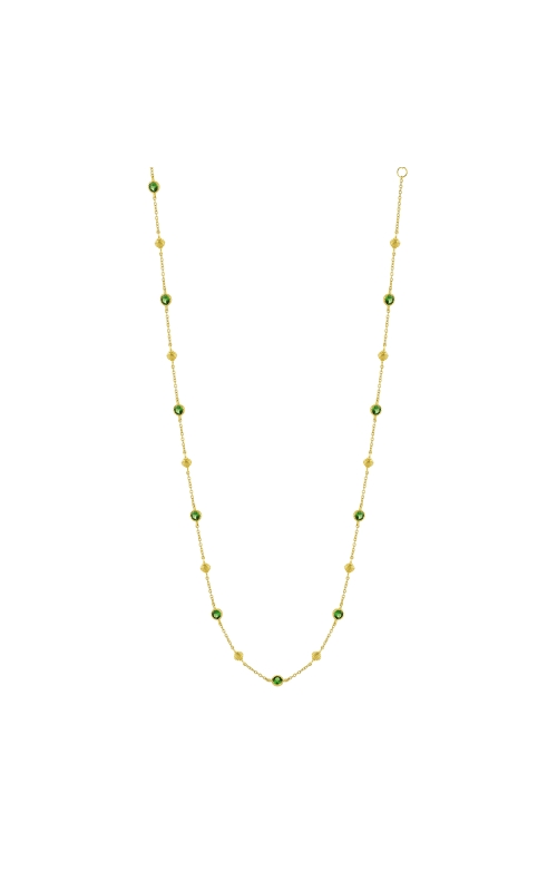 18K Yellow Gold Tsavorite Chain with Strie Cushions