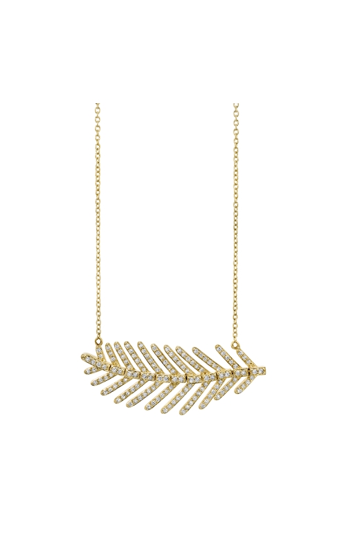 18K Yellow Gold Feather Chain With Diamond Detail