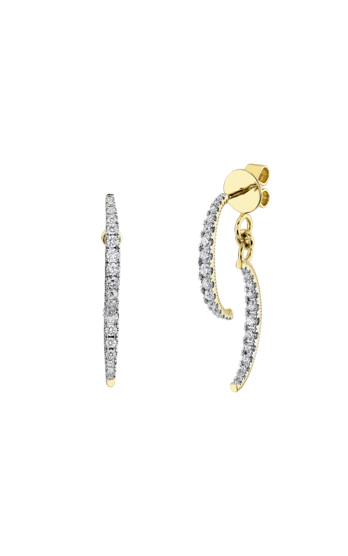 18K Yellow Gold 20mm Double Half Moon Diamond Link Earrings