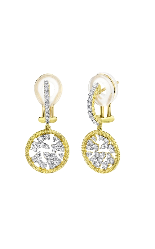18K Yellow Gold Earring with Diamond and Strie Detail