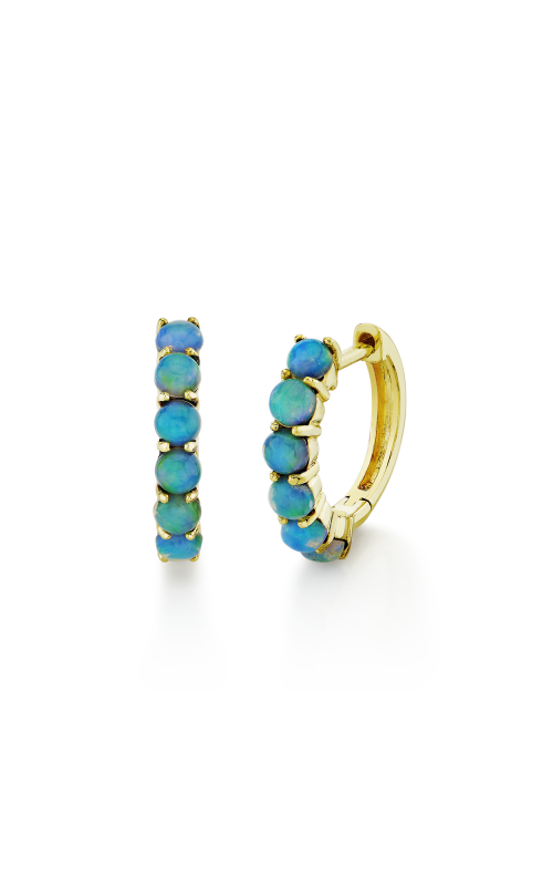 18K Yellow Gold 12mm Ethiopian Opal Huggies