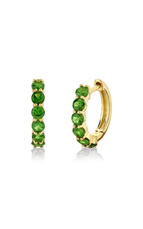 18K Yellow Gold 12mm Tsavorite Huggies Earrings