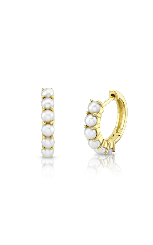 18K Yellow Gold 12mm Pearl Huggies Earrings