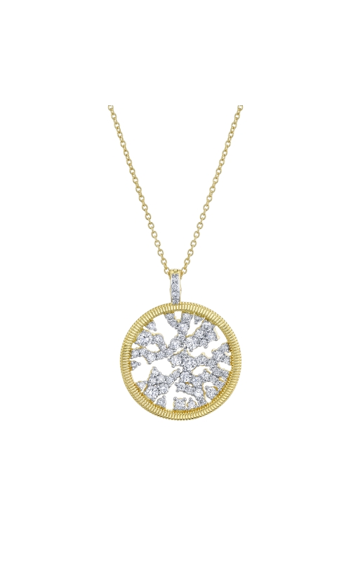 18K Yellow Gold Pendant with Diamonds and Strie Detail