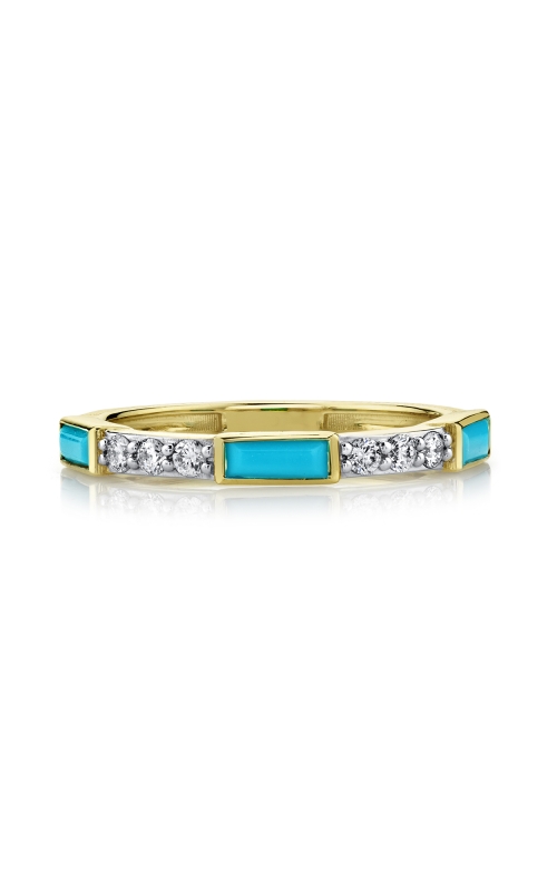 18K Yellow Gold Turquoise Band with White Diamond Detail